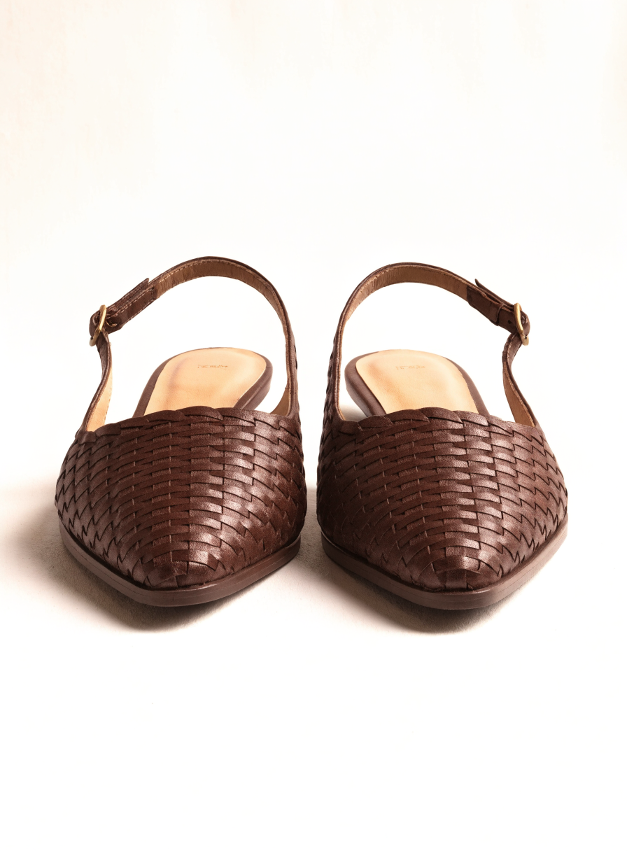 Liora Woven Slingback Flat front view on a clean studio background