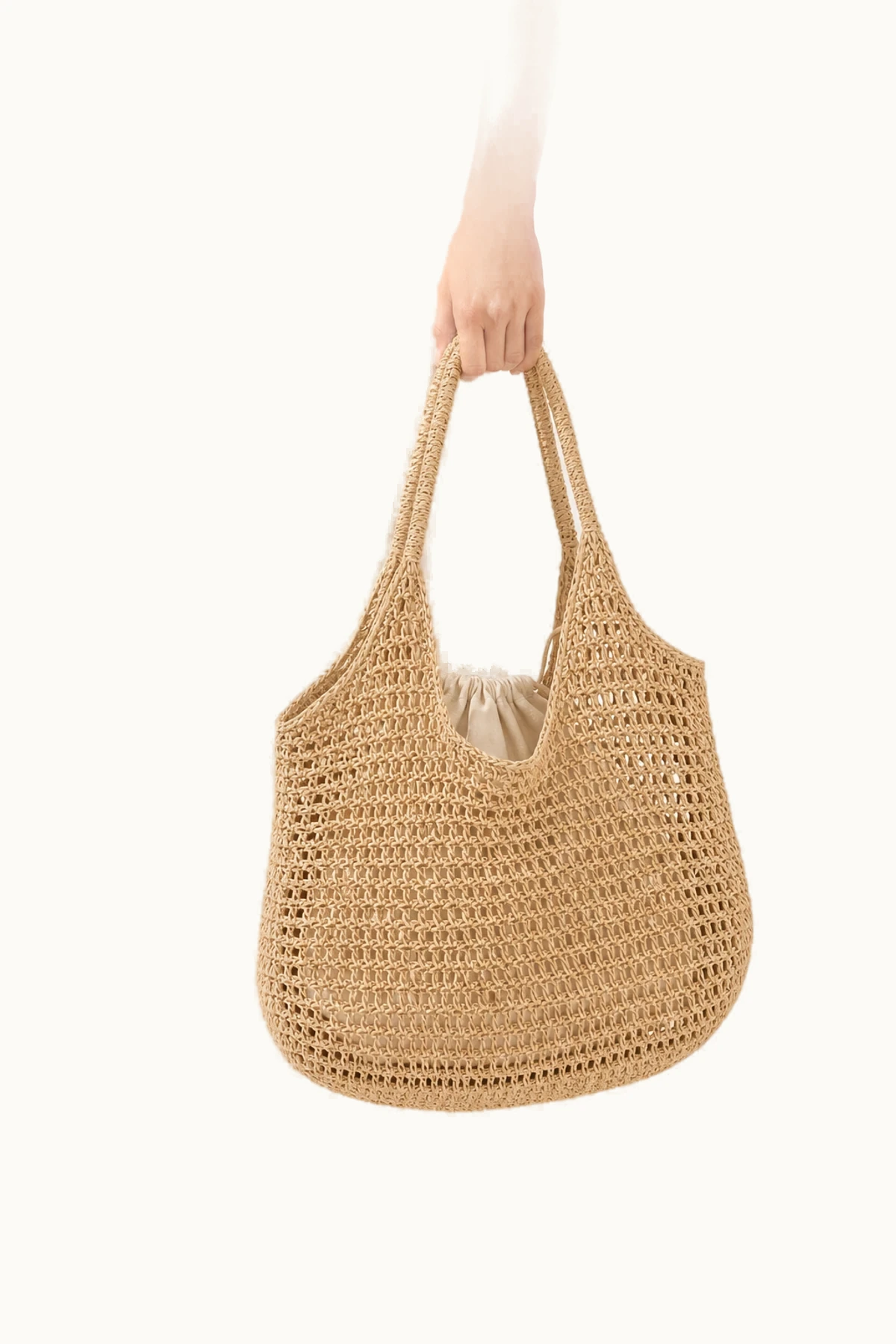 Noa Crochet Slouch Tote front view on a clean studio background