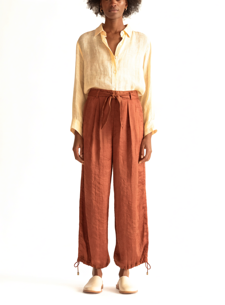 Sian Satin Belted Parachute Pant front view on a clean studio background