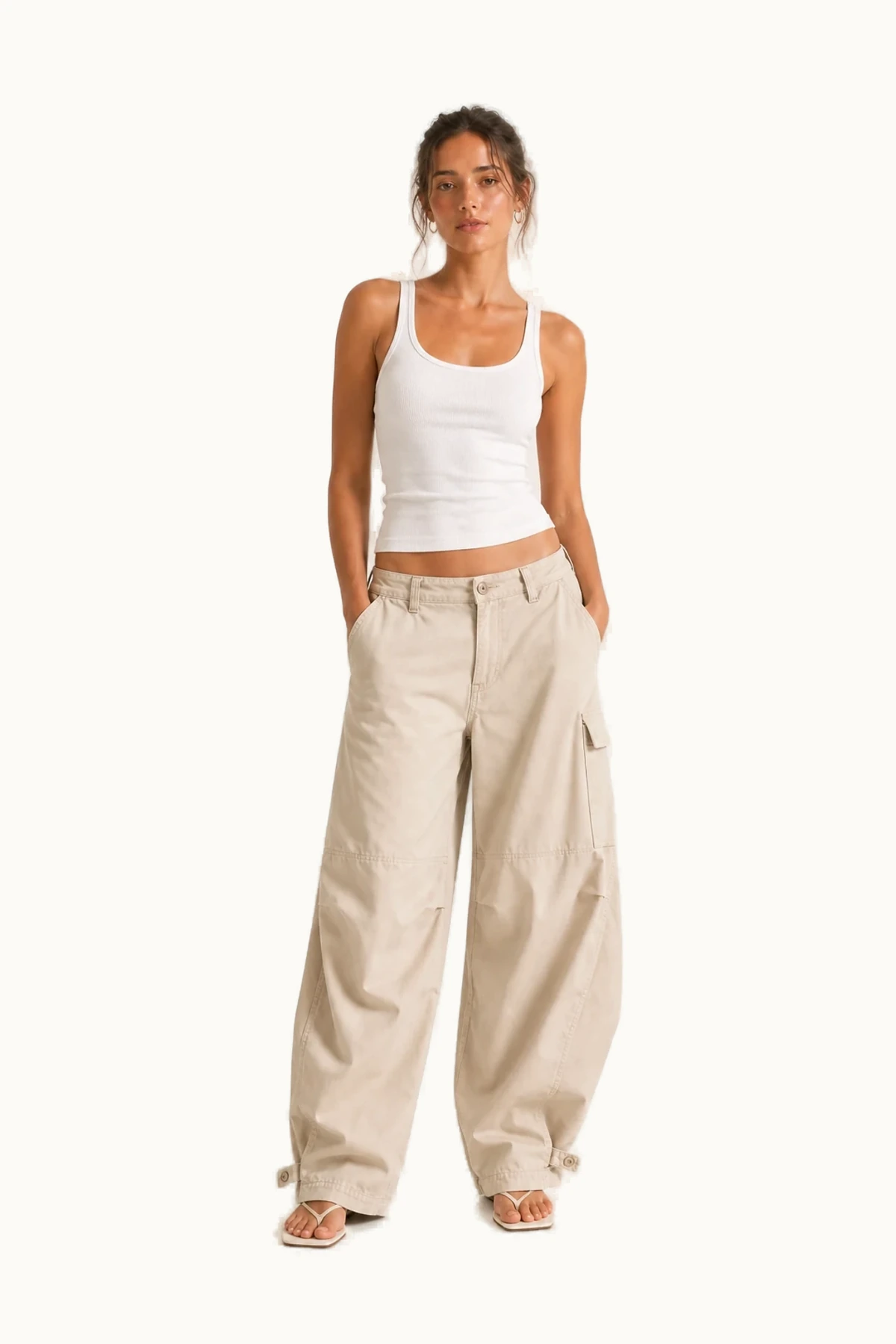 Vera Barrel Utility Trouser in Stone